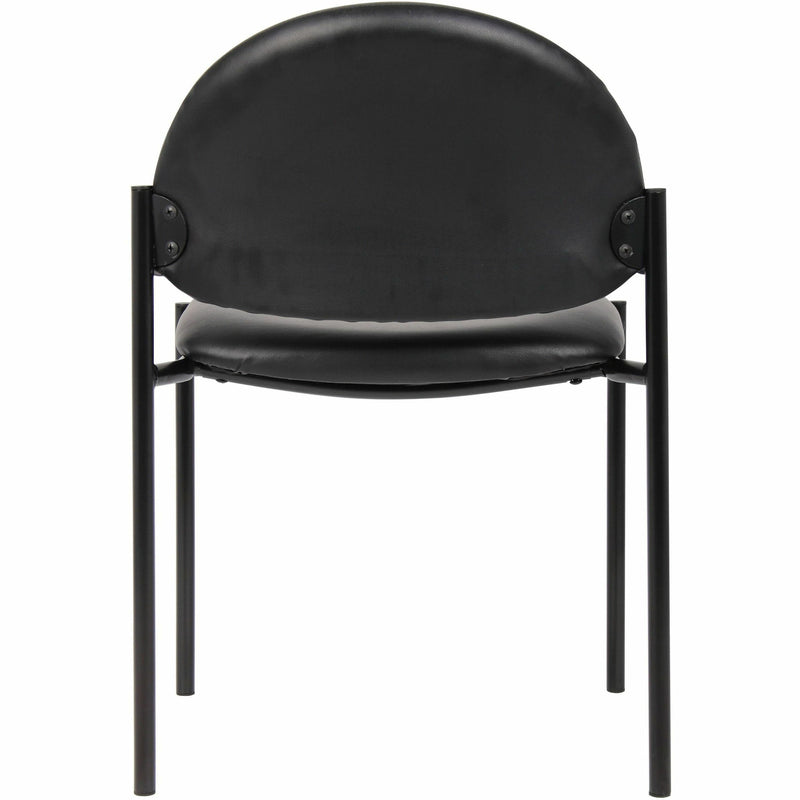 Lorell Reception Guest Chair, Vinyl Back, Tubular Steel Frame, Four-legged Base, Black (LLR69607) Each