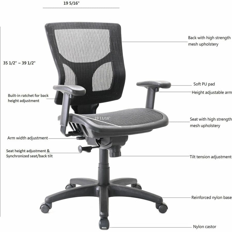 Lorell Conjure Mesh Task Chair w/Armrest, Black (LLR62014) Each