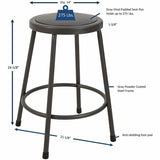 Lorell Metal Shop Stool, Vinyl Seat, Light Gray, Metal (LLR83081) Each