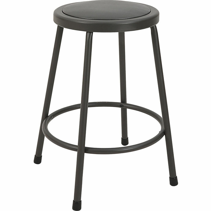 Lorell Metal Shop Stool, Vinyl Seat, Light Gray, Metal (LLR83081) Each