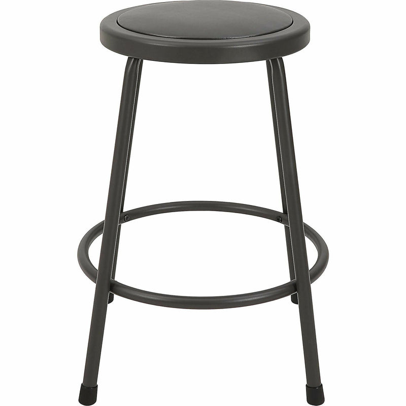 Lorell Metal Shop Stool, Vinyl Seat, Light Gray, Metal (LLR83081) Each