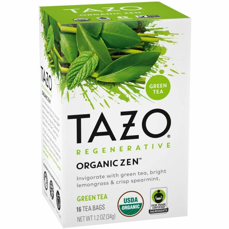 Tazo Regenerative Organic Zen Green Tea Bag, Green Tea, Organic, 16/Box (TZO00309BX) Box of 16