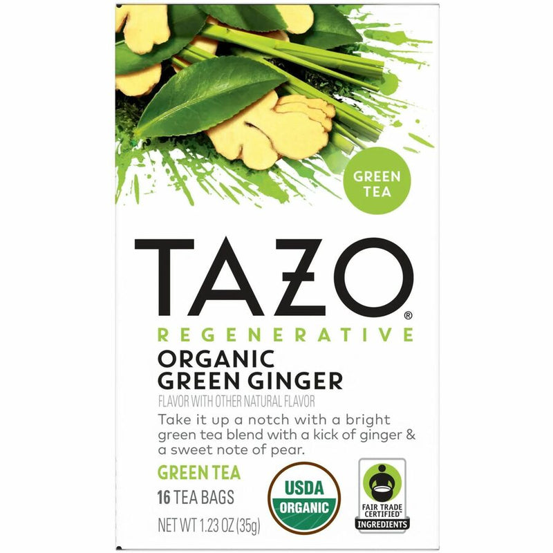 Tazo Regenerative Organic Green Ginger Green Tea Bag, Green Tea, Organic, 16/Box (TZO00356BX) Box of 16