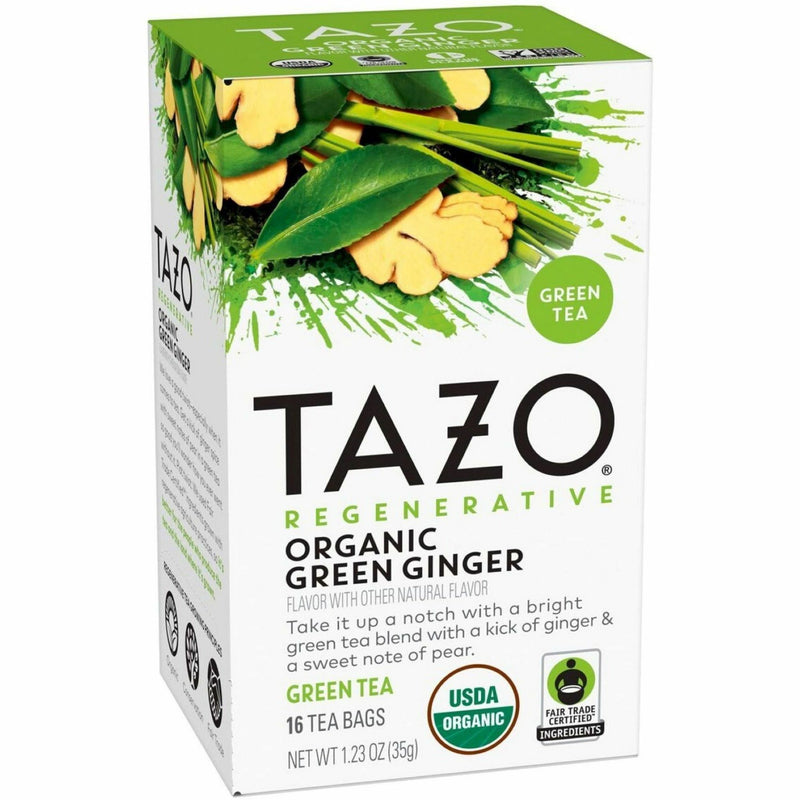 Tazo Regenerative Organic Green Ginger Green Tea Bag, Green Tea, Organic, 16/Box (TZO00356BX) Box of 16