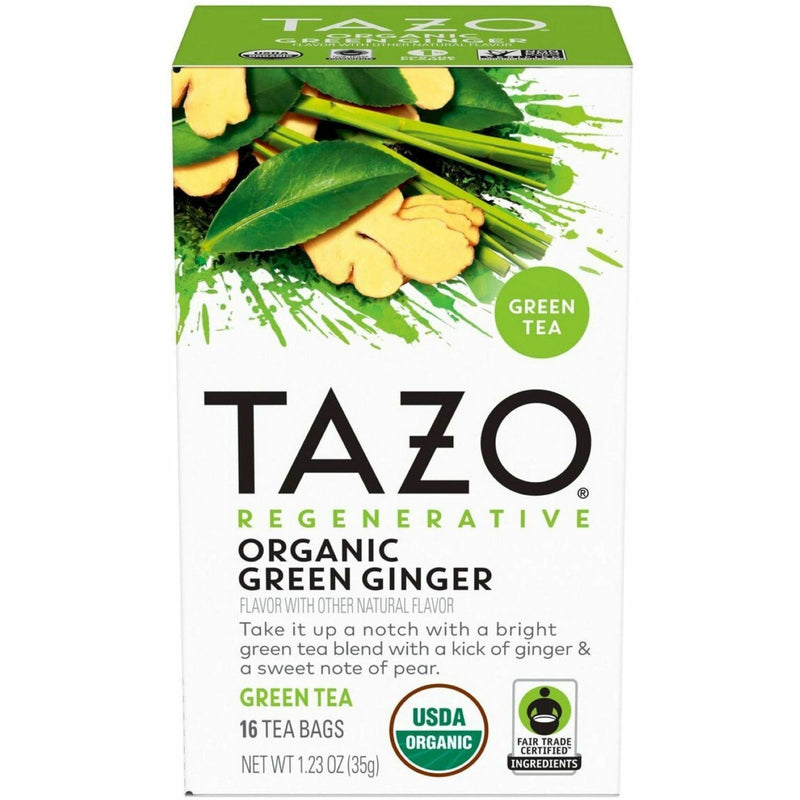 Tazo Regenerative Organic Green Ginger Green Tea Bag, Green Tea, Organic, 16/Box (TZO00356BX) Box of 16