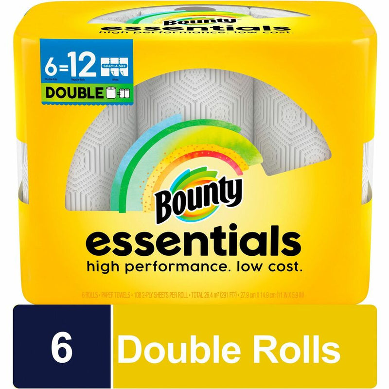 Bounty Essentials Paper Towels, 108 Sheets/Roll, White, 6/Pack (PGC11095) Pack of 6