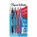 Paper Mate Profile Ballpoint Pen, Assorted Ink, Black, Blue, Red, Purple Barrel, 1.4 mm Super Bold Pen Point, Retractable, 4/Pack (PAP1938165) Pack of 4