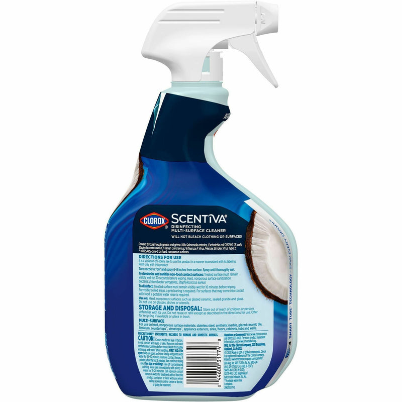 Clorox Scentiva Multi-Surface Cleaner, 32 fl oz (1 quart), Coconut & Water Lily Scent (CLO60521) Each