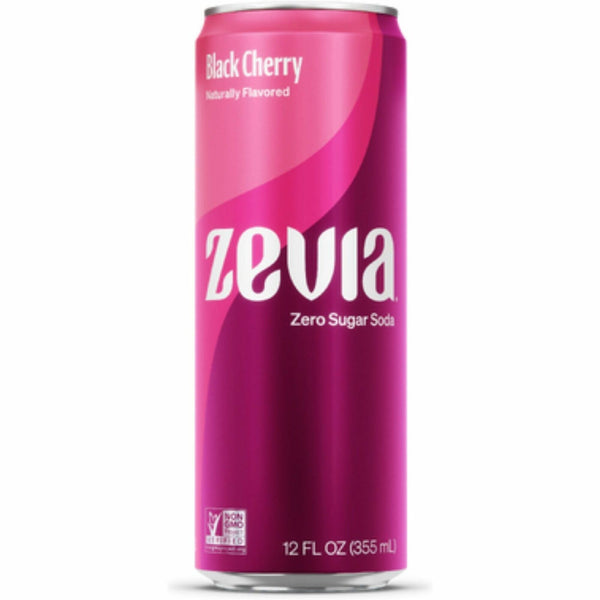 Zevia Zero Sugar Soda, Ready-to-Drink, Sugar Free, 12 fl oz, Black Cherry, 12/Carton (ZEV0191012) Case of 12