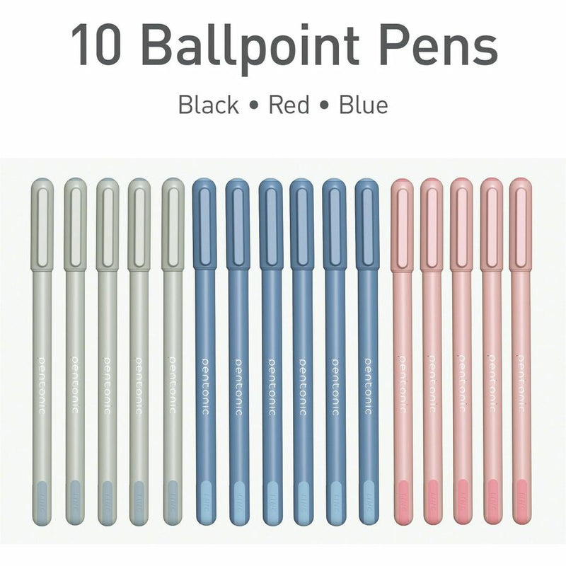 Pentonic Frosted Barrel Ballpoint Pens, 0.7 mm Fine Pen Point, Assorted Ink, Frost Barrel, 10/Box (PNTPEN13088) Box of 15