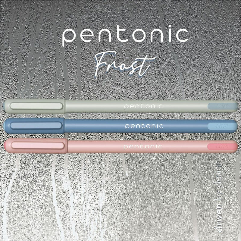 Pentonic Frosted Barrel Ballpoint Pens, 0.7 mm Fine Pen Point, Assorted Ink, Frost Barrel, 10/Box (PNTPEN13088) Box of 15