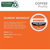 Dunkin'® K-Cup Midnight Coffee, Compatible with Keurig Brewer, Dark, 22/Box (GMT0316) Box of 22