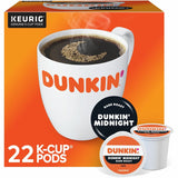 Dunkin'® K-Cup Midnight Coffee, Compatible with Keurig Brewer, Dark, 22/Box (GMT0316) Box of 22