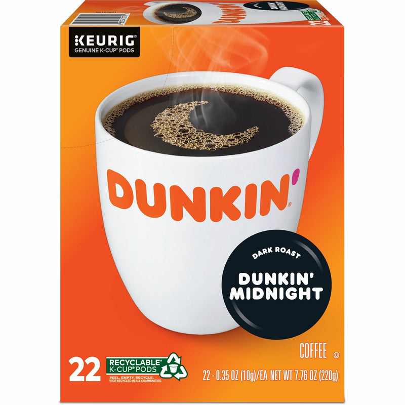 Dunkin'® K-Cup Midnight Coffee, Compatible with Keurig Brewer, Dark, 22/Box (GMT0316) Box of 22