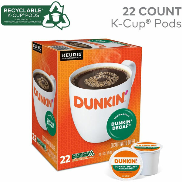 Dunkin'® K-Cup Decaf Coffee, Compatible with Keurig Brewer, Medium, 22/Box (GMT0317) Box of 22