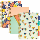 Pukka Pads B5 Floral Love Project Book, 0.31" Ruled, 6 59/64" x 9 27/32", Wire Bound, Heart, Geometric, Navy Floral Cover, 3/Pack (PKP9033CD) Pack of 3