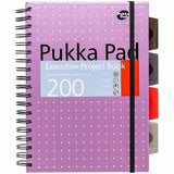 Pukka Pads B5 Metallic Executive Project Books, 7" x 10", Blue, Purple, Silver Cover, Twin Wirebound, 200 Pages, Printed, 3/Pack (PKP9589MET) Pack of 3