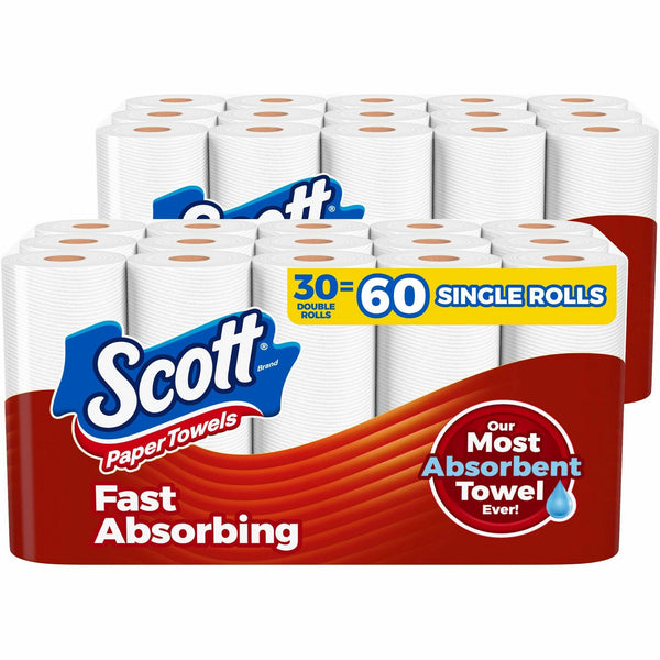 Scott Choose-A-Sheet Paper Towels, 150 Sheets/Roll, White, Paper, Fiber, 15 Rolls Per Pack, 15/Pack, 2/Carton (KCC55417CT) Case of 2