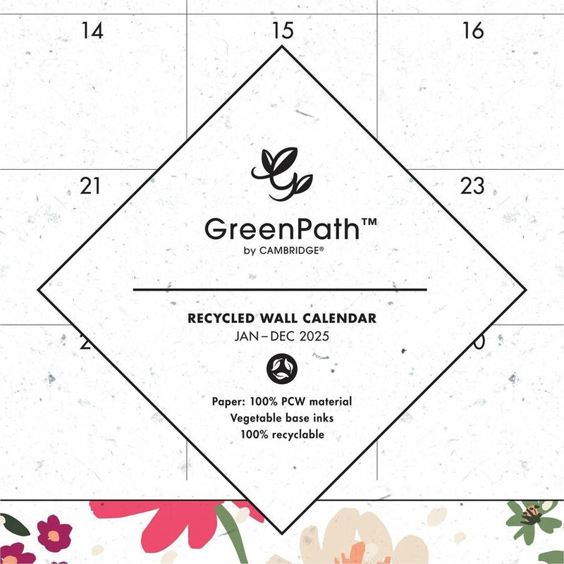 Cambridge GreenPath Wall Calendar, Monthly, 12 Month - January - December, 15" x 12" (AAGGP49707) Each