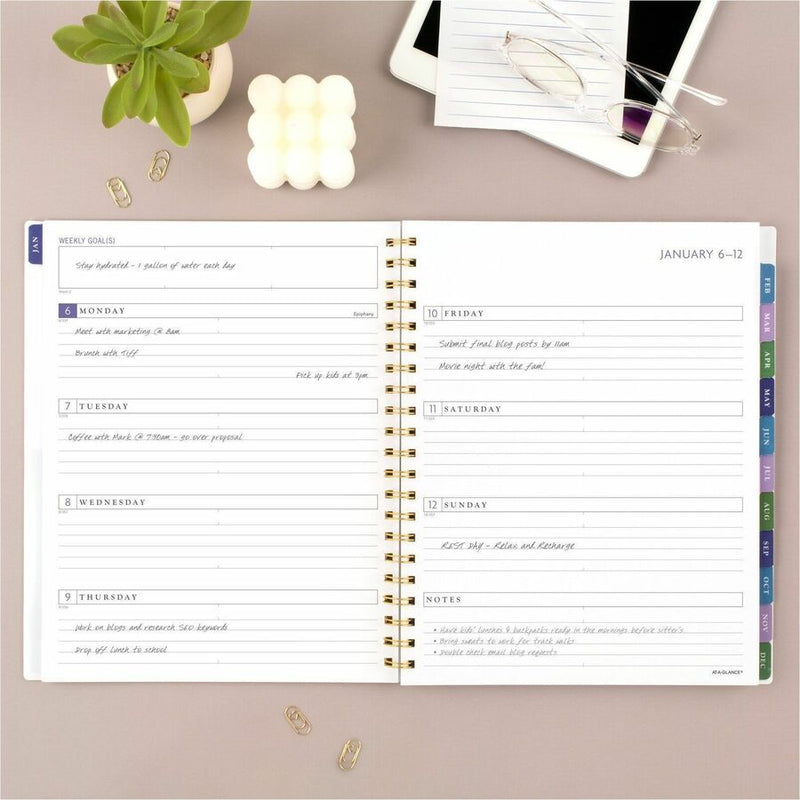 At-A-Glance Badge Floral Weekly/Monthly Planner, 13 Month, January - January, 8 1/2" x 11" (AAG1722F905) Each