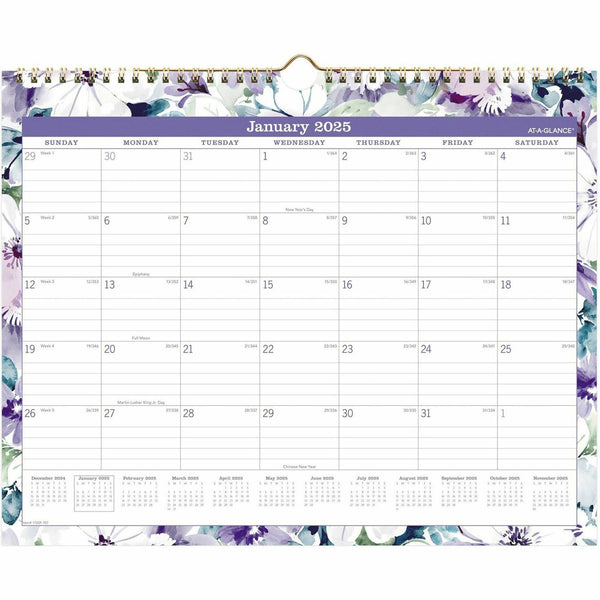 At-A-Glance Badge Monthly Wall Calendar, 12 Month, January - December, 1 Month Single Page Layout, 15" x 12" (AAG1722F707) Each