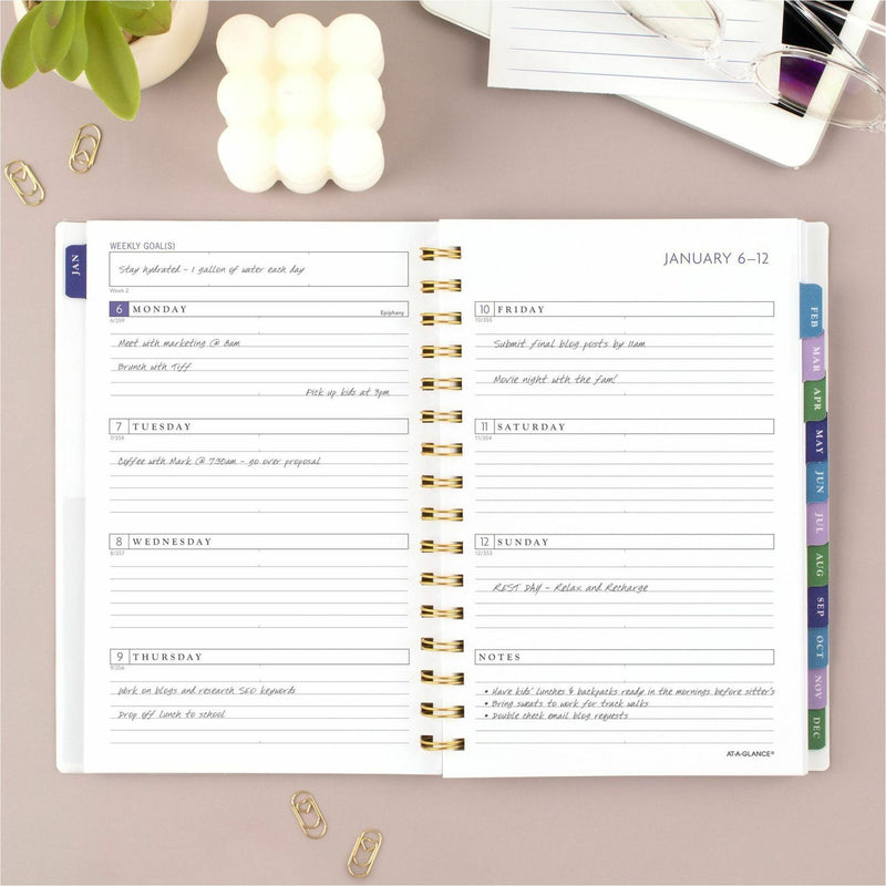 At-A-Glance Badge Floral Weekly/Monthly Planner, 13 Month, January - January, 5 1/2" x 8 1/2" (AAG1722F200) Each