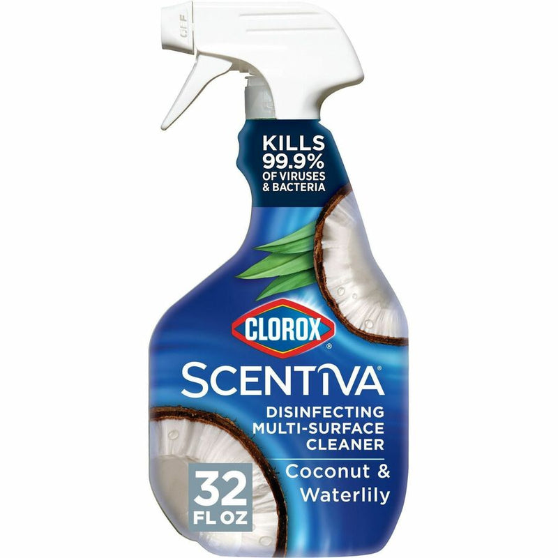 Clorox Scentiva Multi-Surface Cleaner, 32 fl oz (1 quart), Coconut & Water Lily Scent, 9/Carton (CLO60521CT) Case of 9