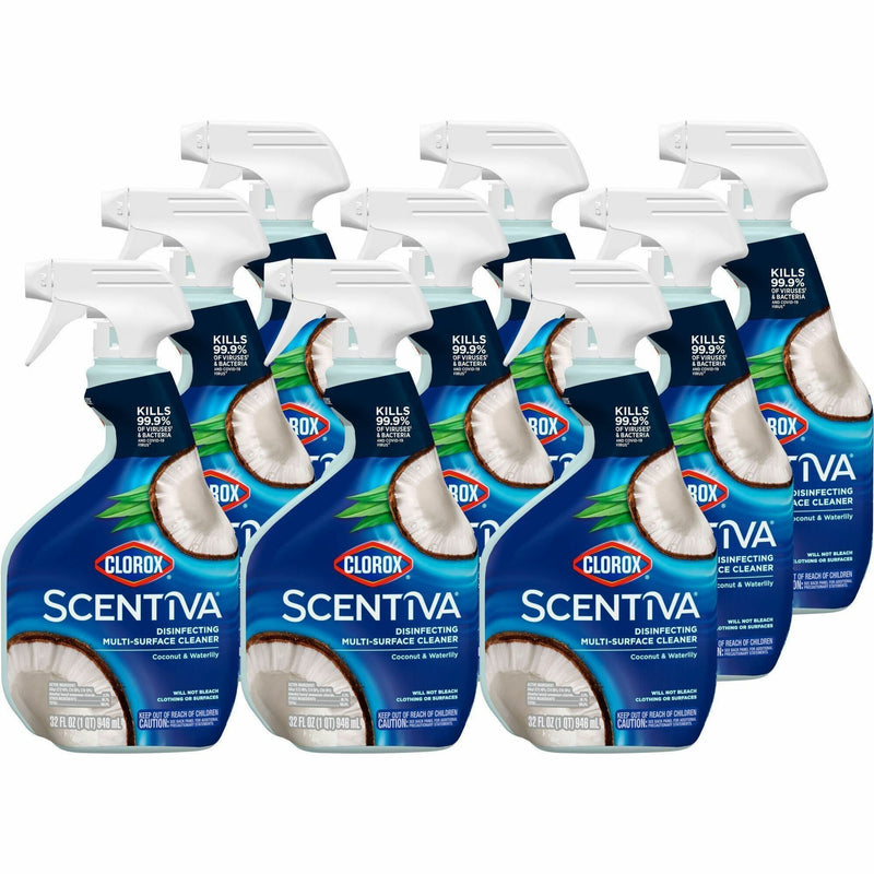 Clorox Scentiva Multi-Surface Cleaner, 32 fl oz (1 quart), Coconut & Water Lily Scent, 9/Carton (CLO60521CT) Case of 9