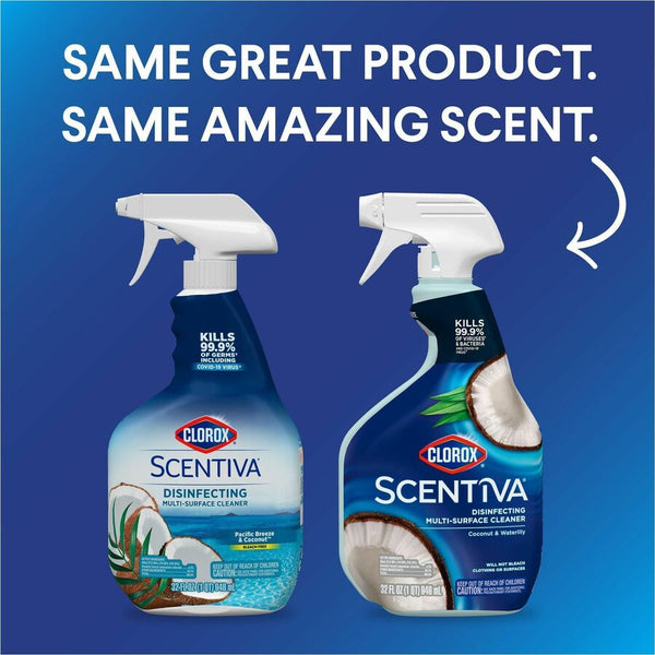 Clorox Scentiva Multi-Surface Cleaner, 32 fl oz (1 quart), Coconut & Water Lily Scent, 9/Carton (CLO60521CT) Case of 9