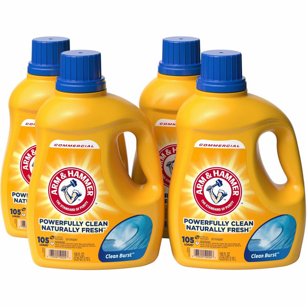 Arm & Hammer Clean Burst Laundry Detergent, 105 fl oz (3.3 quart), Clean Burst Scent, 4/Carton (CDC3320050024CT) Case of 4