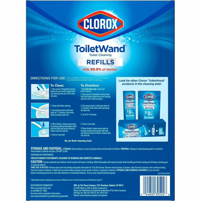 Clorox Toilet Wand Disinfecting Refills, 4/Carton, Blue, White (CLO31049CT) Case of 4