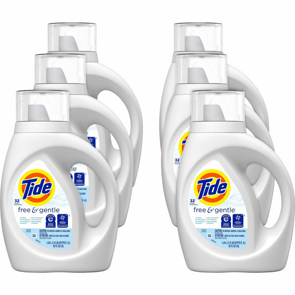 Tide Free/Gentle Liquid Detergent, 42 fl oz (1.3 quart), Free & Clear Scent, 6/Carton (PGC12146CT) Case of 6