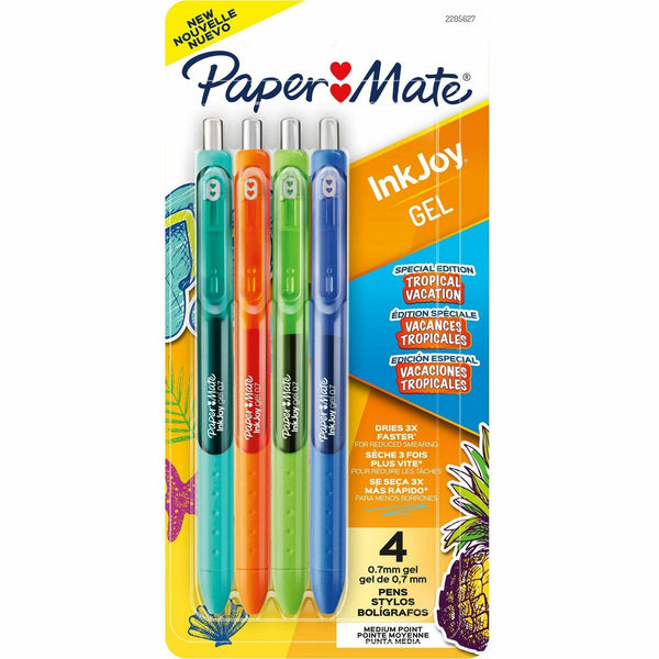 Paper Mate InkJoy Gel Pens, 0.7 mm Pen Point, Retractable, Assorted Ink, Tropical Vacation, 4/Pack (PAP2205627) Pack of 4