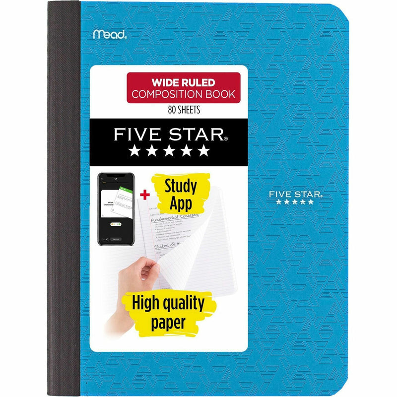 Mead Wide Ruled Composition Book, 80 Sheets, Sewn, Wide Ruled Margin, 7 1/2" x 9 3/4" Sheet Size, Assorted Plastic Cover (MEA950033) Each