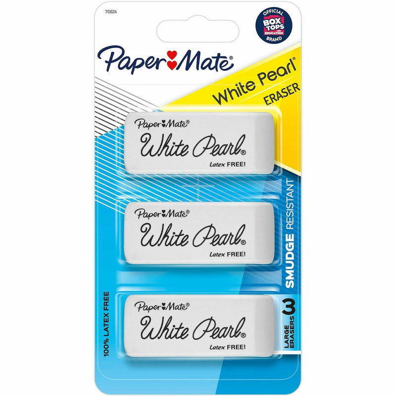 Paper Mate Latex-free White Pearl Eraser, White, 3/Pack, Smudge Resistant (PAP2207845) Pack of 3