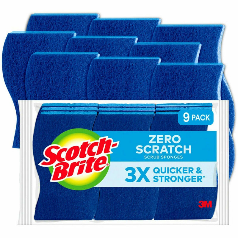 Scotch-Brite Non-Scratch Scrub Sponges, 0.7" Height x 4.2" Width x 2.7" Depth, 9/Pack, 5/Carton, Blue (MMM5295CT) Case of 5