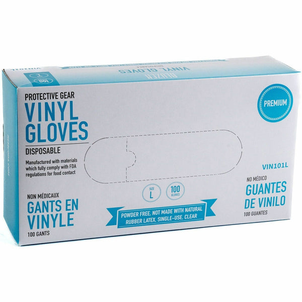 Remcoda Powder-Free Vinyl Gloves, 3 mil Thickness, Large Size, 100/Box (RMLVIN101L) Box of 100