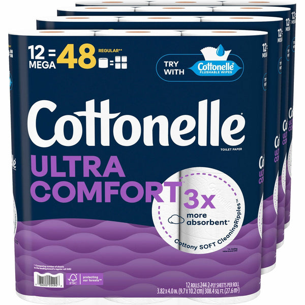 Kimberly-Clark Professional Ultra Comfort Toilet Paper, 2 Ply, White, Paper, Fiber, 12/Pack, 4/Carton (KCC55494CT) Case of 4