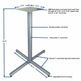 Lorell Hospitality/Conference X-Base, 45"x40.8", Silver (LLR61642) Each