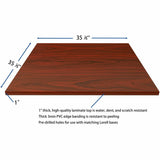 Lorell Hospitality/Conference Tabletop, 0.1" Edge, 36" x 36"1", Band Edge, Mahogany (LLR87243) Each