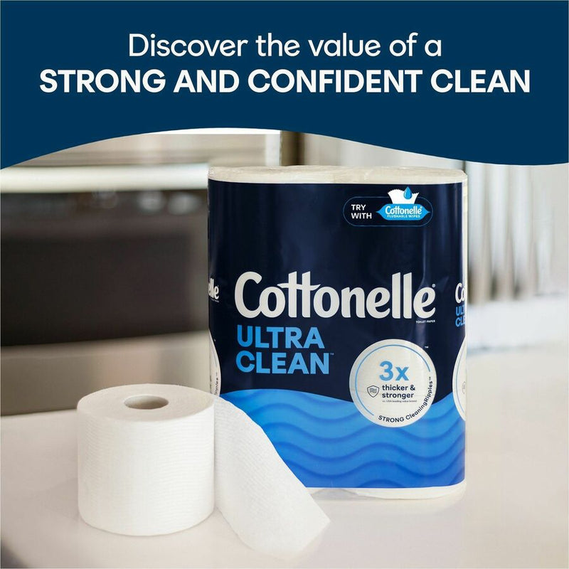 Cottonelle Ultra Clean Toilet Paper, 1 Ply, White, Paper, 12/Pack (KCC55489PK) Pack of 12