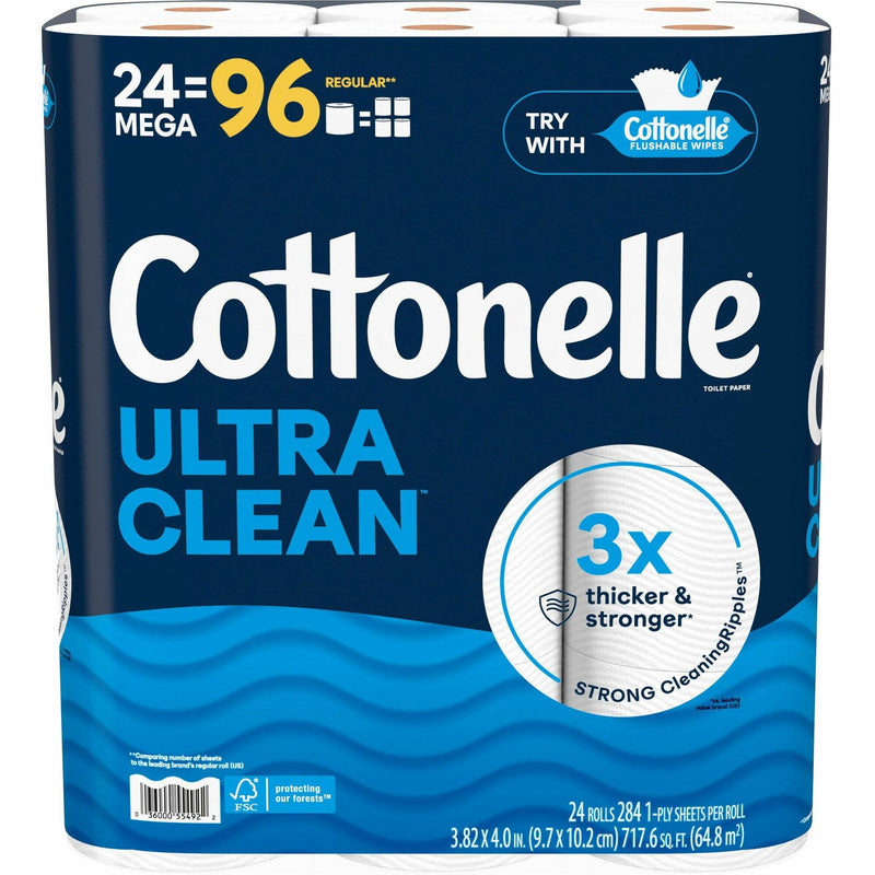 Kimberly-Clark Professional Ultra Clean Toilet Paper, 1 Ply, White, Paper, Fiber, 24/Pack (KCC55492) Pack of 24