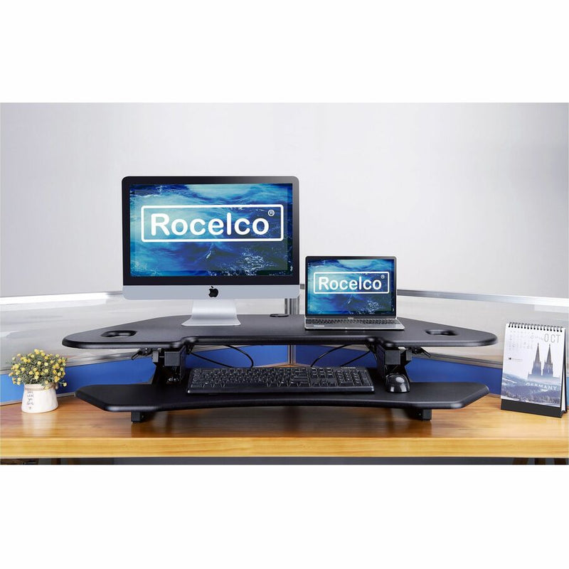 Rocelco CADR-46 Corner Sit-to-Stand Desk Riser, 40 lb Load Capacity, 23.20" Height x 45.50" Width (RCLRCADRB46A) Each