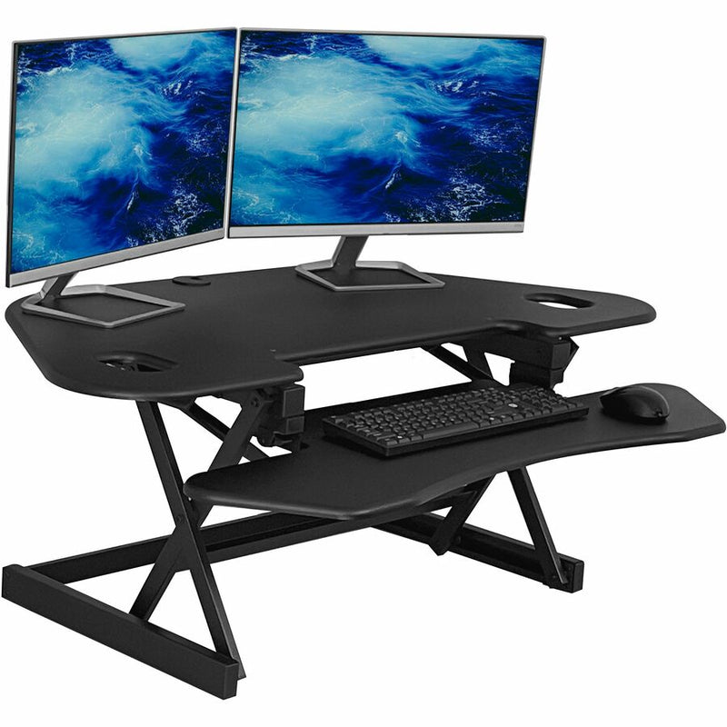 Rocelco CADR-46 Corner Sit-to-Stand Desk Riser, 40 lb Load Capacity, 23.20" Height x 45.50" Width (RCLRCADRB46A) Each