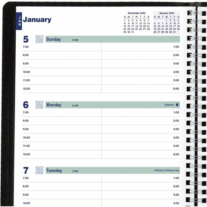 Blueline Plan and Link Weekly Appointment Planner, Weekly, 12 Month, January - December, 7:00 AM to 8:45 PM, 1 Week Double Page Layout, 7 1/4" x 9 1/4" Sheet Size (REDC527581T) Each