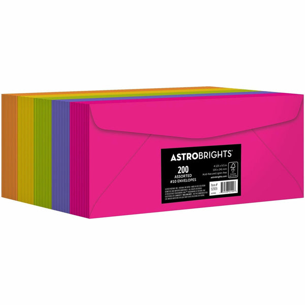 Astrobrights No. 10 Colored Envelopes, Multipurpose, #10, 24 lb, 200/Pack, Assorted (WAU92109) Pack of 200