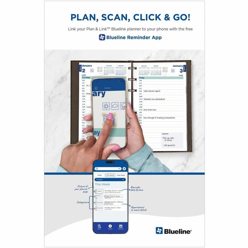 Blueline Plan and Link 16-Month Monthly Planner, September - December, 7 1/4" x 9 1/4" Sheet Size (REDC120081T) Each