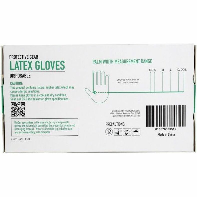 Remcoda Powder-Free Latex Gloves, 4 mil Thickness, Large Size, 100/Box (RMLLAT101L) Box of 100