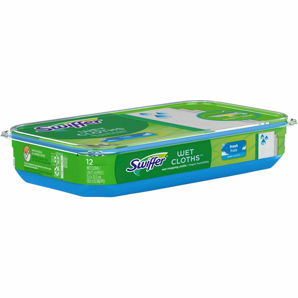 Swiffer Sweeper Wet Cloths, 8" Width x 10" Length, Disposable, Residue-free, Scented, Pre-moistened, Cloth, White, 12/Pack (PGC08622PK) Pack of 12