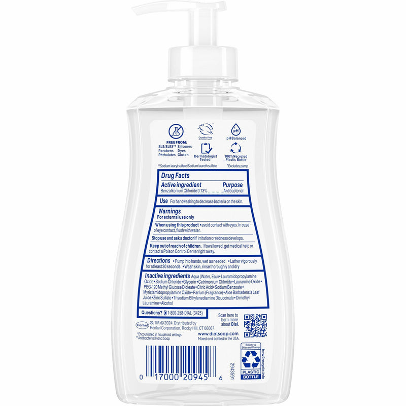 Dial Sensitive Skin Antibacterial Soap, For Dry Skin, 11 fl oz, Pump Dispenser, 12/Carton (DIA20946CT) Case of 12